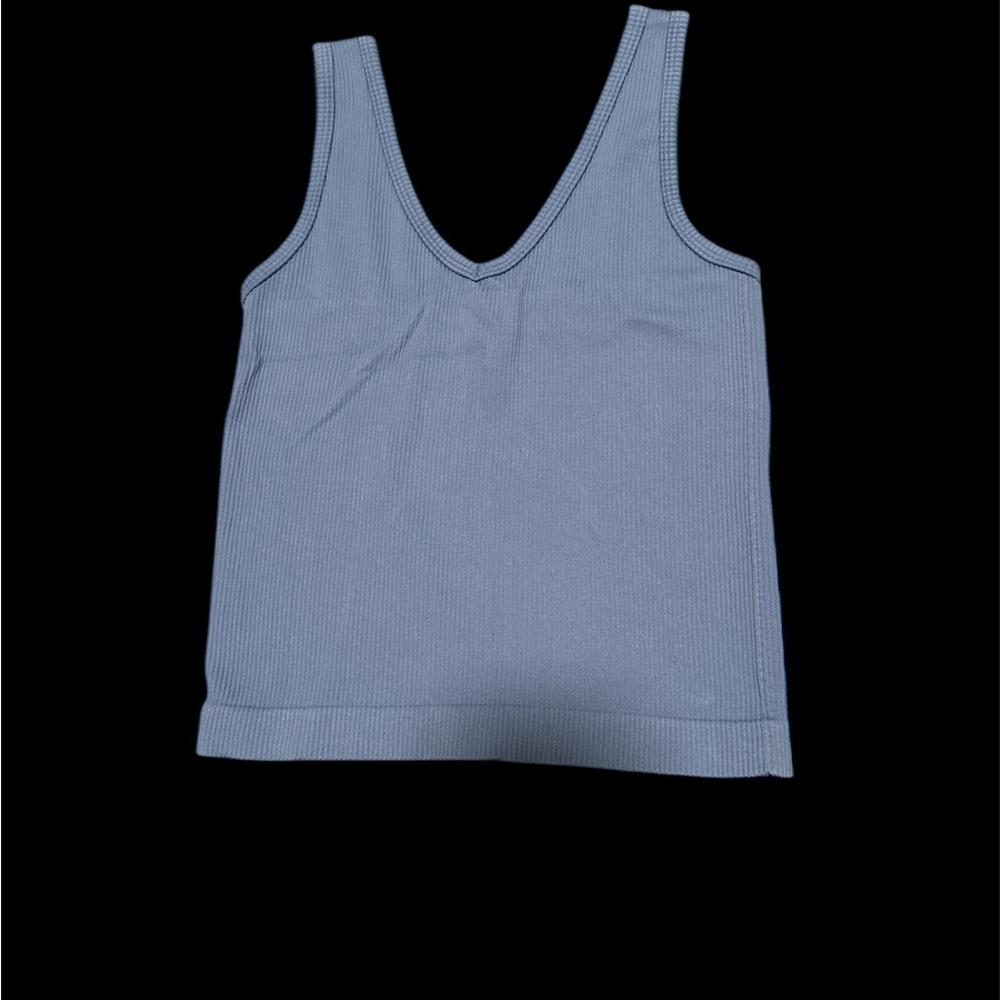 Old Navy Light Blue V-Neck Ribbed Tank Top